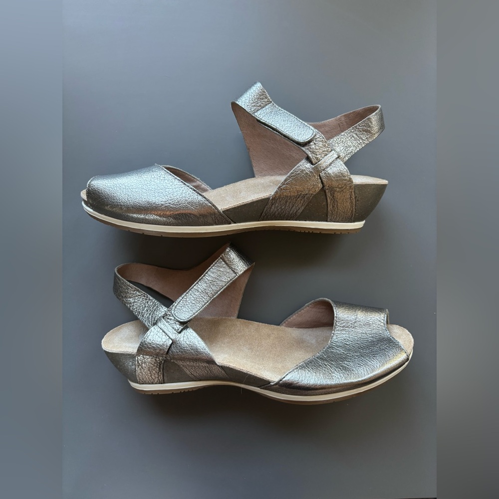 Dansko Shimmering Silver Sandals